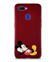 Oppo AX7 Soft Premier Kapak Mickey Mouse-F Tasarımlı Silikon Kılıf - Mürdüm (Şeffaf)