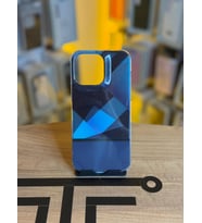 iPhone 14 Pro Max Uyumlu Kristal Görünümlü Geometrik Desenli Parlak Kılıf (Mavi)