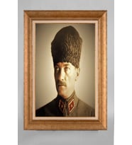 EV İŞYERİ OFİS İÇİN ALTIN ÇERÇEVELİ PASPARTULU ATATÜRK TABLO S578