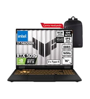 Asus Tuf Gaming F16 I7-14650HX 16-Gbddr5 1 Tbssd RTX5050 (8GB-GDDR7-115W) 16" Wuxga 165Hz Windows 11 Pro + Sırt Çantası FX608JHR-RV048ZG13