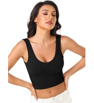 Liona Kadın U Yaka Siyah Renk Crop Top Bluz Atlet