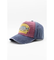 Vintage Eskitme Balık Logolu Denim Şapka  San Francisco Trucker Kep (Bordo)