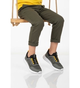Walkway Siyah Beyaz Fileli Hafif Esnek Unisex Çocuk Spor Ayakkabı Motano F