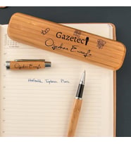 Gazetecilere Özel Bambu Kutulu Kalem Seti