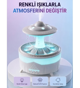RGB Işıklı Yağmur Efektli Hava Nemlendirici 350 ML Sessiz Çalışma Uzaktan Kumanda
