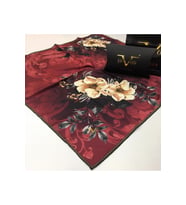 Barok Çiçekli Desen Black Seri Twill Eşarp Eşarp Askısı ile Birlikte 90x90 cm Bo