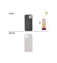 iPhone 12 pro Gümüş Arka Kapak Arka Cam Batarya Kapağı Lazer Kesim Kapak Pil Kapağı + B-7000 Yapıştırıcı