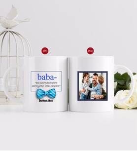 BK Gift Kişiye Özel Babalar Günü Hediyesi Fotoğraflı Kupa Bardak-89 (Beyaz)