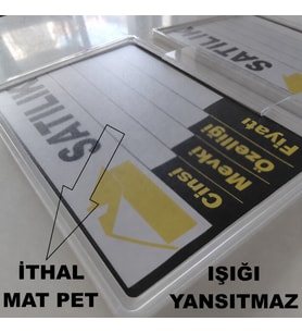ETİKETLİK FİYATLIK - DAYANIKLI 1MM KALINLIKTA MAT YÜZEY KORUMALI EMLAK ÇERÇEVE 30 ADET