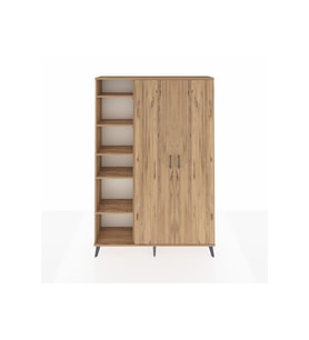 Arges Gardrop 7 Raflı 2 Kapaklı Tek Askılı 132x30x195 Çam-Çam