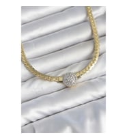 Mey İthalat® Ezme Zincir Model Zirkon Taşlı VIP Seri Gold Renk Kadın Kolye