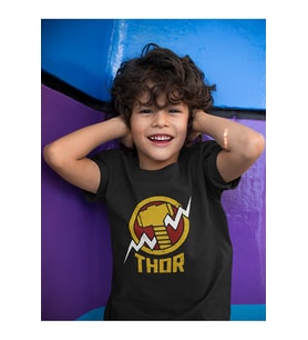 Tasarım Thor Çekiç Baskılı Unisex Avengers Çocuk Tişört (1-12 Yaş)