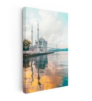 Dikey Kanvas Tablo Ortaköy Camii ve Deniz Yansıması Şehir Mimari Tablo Ev Ofis Duvar Dekoru