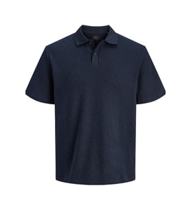 Jack & Jones JPRBLATRENTON Erkek Polo Yaka Tişört Jakarlı Kısa Kollu (Lacivert)