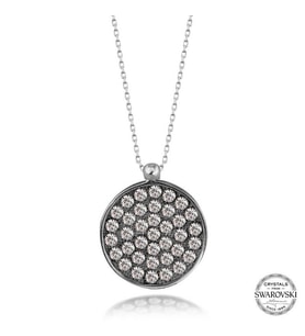 Swarovski Crystal Taşlı Yuvarlak Gümüş Kadın Kolye