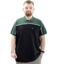 Mode XL Büyük Beden Erkek T-Shirt Polo Yaka Renk Bloklu DEER U24324 Siyah