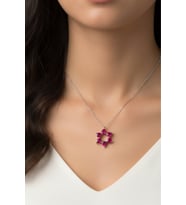 ‘Aşkın Fısıltısı’ 45 + 5 cm Uzatmalı Zincir Ruby Kalp Taşlı 925 Ayar Gümüş Kolye