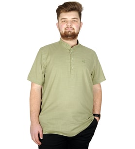 Mode XL Buyuk Beden Erkek Kısa Kol Hakim Yaka 20387 Yeşil