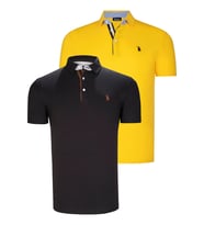 İKİLİ SET T8582 DEWBERRY ERKEK T-SHIRT-SİYAH-SARI (Karışık)