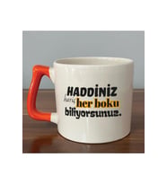 Haddiniz Hariç Her B*ku Biliyorsunuz Baskılı Yeşil Kulplu Prime Kupa - Komik Hediye Bardak Fincan