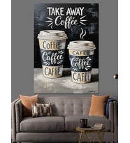 Take Away Kahve Bardakları İllüstrasyonu Dekoratif Kanvas - Mdf Ahşap Tablo