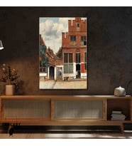 Tekli Dikey Kanvas Tablo Ünlü Eserler Johannes Vermeer Küçük Sokak
