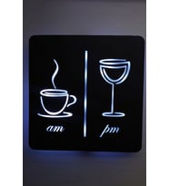 Lucenda Led Işıklı Kadeh Fincan Temalı Dekoratif Tablo Duvar Dekoru Mutfak Ve Cafe Duvar Dekorasyonu (Beyaz)