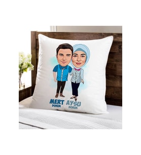 Sevgilime Hediyem Karikatürlü Yastık