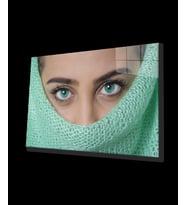 Kadınlar Turkuaz Göz Cam Tablo Women Turquoise Eye  36x23 Renkli