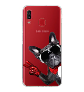 PrintiFy Samsung Galaxy A20 ile Uyumlu Köpek 2 Kamera Korumalı Şeffaf Kılıf