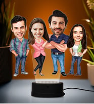 Doğum Günü Hediyesi,Sevgiliye Hediye, Kişiye Özel Fotoğraflı Arkadaş Grubu Karikatür 3D Led Lamba (Beyaz)