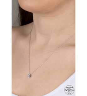 SWAROVSKİ CRYSTAL TEK TAŞ  925 AYAR GÜMÜŞ KOLYE