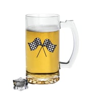 Yarış Bayrağı Baskılı Bira Bardağı - Bira Bardak (Şeffaf)