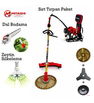Mitashi Pro 52CC 2 Zamanlı Benzinli Zeytin Silkeleme + Dal Budama + Ot Biçme Aparatlı Sırt Tırpan