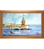 Çerçeveli Paspartulu Manzara Tablo bm1069 (Gold)