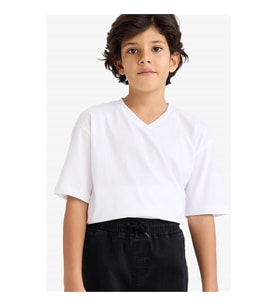 Defacto Regular Fit V Beyaz Erkek Çocuk T-Shirt K1693A6/WT34