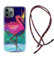 Apple iPhone 11 12 13 14 Pro Max Kılıf Boyun Asklı Rasta Silikon Queen Flamingo 1748