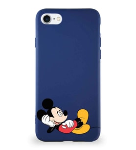 Apple iPhone SE 2020 Soft Premier Kapak Mickey Mouse-F Tasarımlı Silikon Kılıf - Lacivert (Şeffaf)