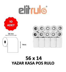 Elitrulo Yazar Kasa Pos Rulosu 56mm x 14mt - 10 Adet