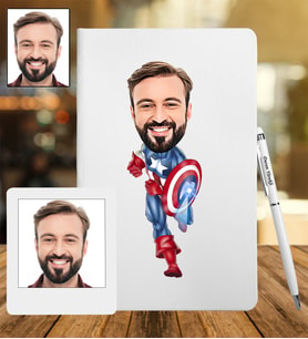 Kişiye Özel Süper Kahraman Tasarımlı Karikatür Deri Defter & Metal Tükenmez Kalem + Ahşap Çerçeve hediye 73
