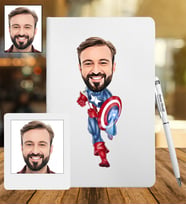 Kişiye Özel Süper Kahraman Tasarımlı Karikatür Deri Defter & Metal Tükenmez Kalem + Ahşap Çerçeve hediye 73