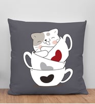 BK Gift Kedi Tasarımlı Antrasit Kırlent Yastık, Arkadaşa Hediye, Ev Dekorasyonu, Ev Hediyesi-8