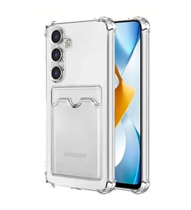 Coverzone Samsung Galaxy S24 ile Uyumlu Kartl?kl? ?effaf Kamera Koruma Y�kseltisi Z-Serta Silikon Anti-?ok �zellikli K�?eleri Airbag ?effaf Telefon K?l?f?