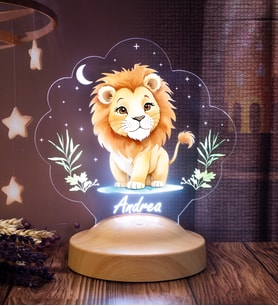 Aslan Led Lamba, Yavru Aslan Hediyesi, İsimli Çocuk Odası Bebek Odası Lambası, Sevimli Doğum Günü Hediyesi Kişiye Özel