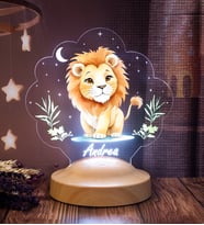 Aslan Led Lamba, Yavru Aslan Hediyesi, İsimli Çocuk Odası Bebek Odası Lambası, Sevimli Doğum Günü Hediyesi Kişiye Özel