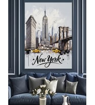 New York Şehir Manzarası Dekoratif Kanvas - Mdf Ahşap Tablo