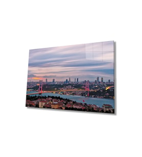 Miyrem Glasses Collection -A1^#  Istanbul Boğazı Manzara Cam Tablo (Çok Renkli)