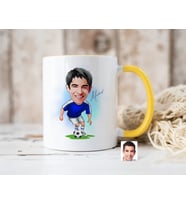 Bk Gift Kişiye Özel Futbolcu Karikatürlü Sarı Kupa Bardak-11, Sevgiliye Hediye, Arkadaşa Hediye
