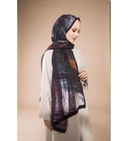 Abstract Desen Modal Seri Şal Eşarp Askısı ile Birlikte 75x200 cm Siyah Bordo-75