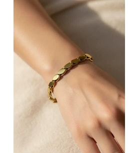 Çelik Gold Pullu Arpa Kalın Bileklik - 26blk01
